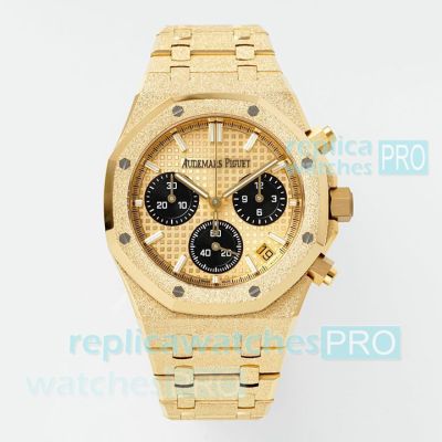 APS Swiss Cal.4401 Replica Audemars Piguet Royal Oak 26240 Yellow Gold Frosted Gold Watch 